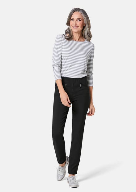 Bengaline broek LOUISA met ritszakken - zwart - Gr. 21 van Goldner Fashion