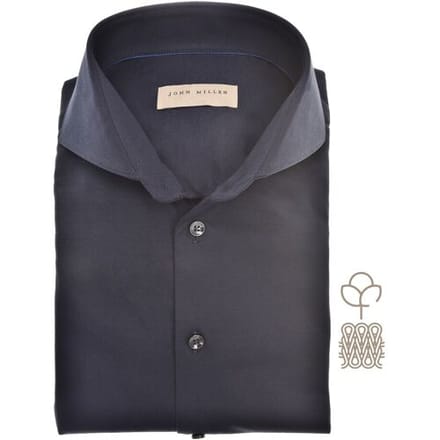 John Miller Overhemd Fine Tricot Cotton Stretch Donker Blauw / male