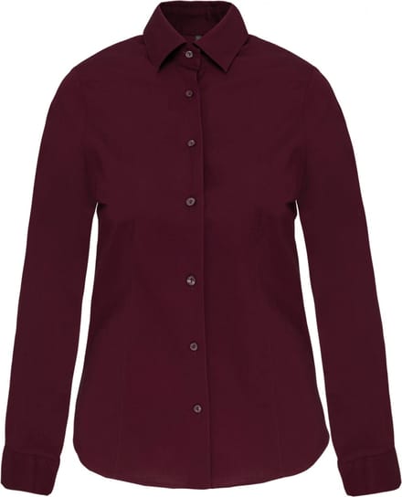 Kariban Dames stretch blouse lange mouwen K530 - Wine - S