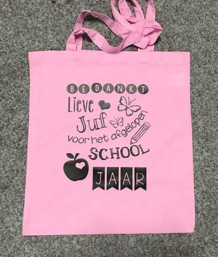 Tas Cadeau juf  BEDANKT roze