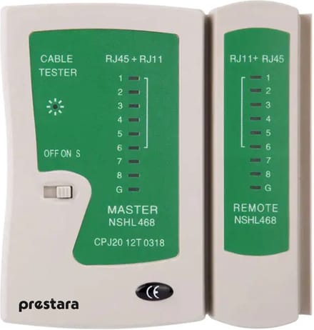 Prestara Netwerktester – RJ45 RJ11 RJ12 – UTP Kabeltester – Met LED