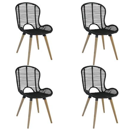 vidaXL - Eetkamerstoelen - 4 - st - natuurlijk - rattan - zwart
