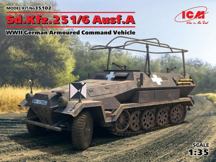 ICM Modelbouwpakket Militaire voertuigen - 35102 Sd.Kfz.251/6 Ausf.A, WWII German Armoured Command Vehicle Plastic - 1:35 - Modelbouw