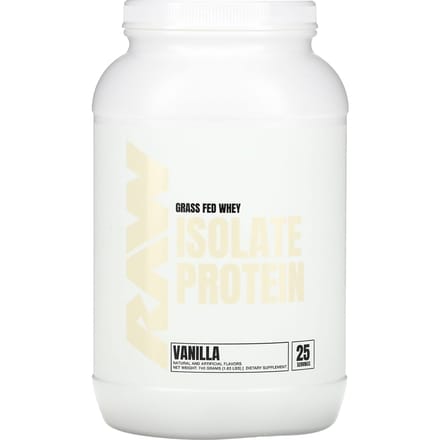 Raw Nutrition, Isolat de Protéine de Whey Nourri à l'Herbe, Vanille, 1,63 lb (740g)
