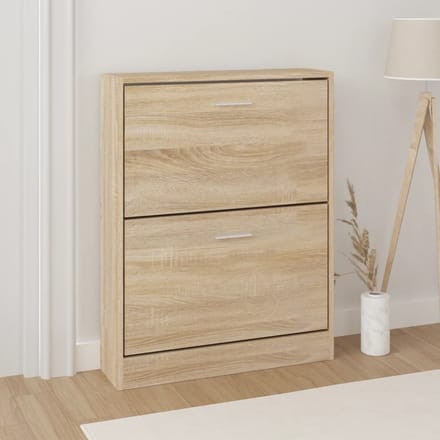 vidaXL - Schoenenkast - eiken - 59x17x81 - cm - bewerkt - hout