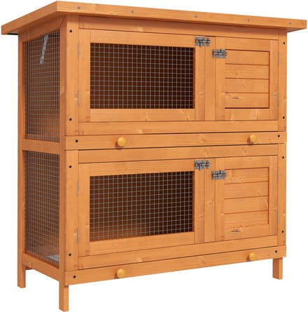 PawHut hok - 2 verdiepingen - weerbestendig - 90 x 45 x 90 cm - geel