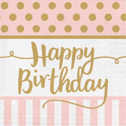 Servetten pink chic HBD (33x33cm, 20st)