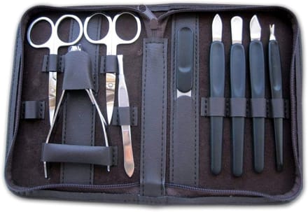 Manicure Etui 10-delig Echt Leer Donkerbruin