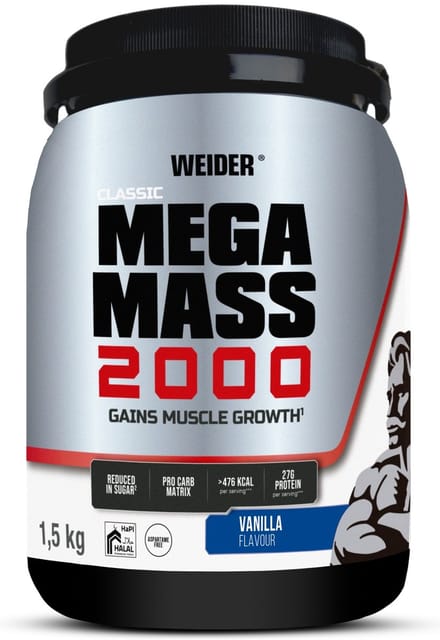 Weider Mega Mass 2000 (1500g) Vanilla - Gewichtstoename - Zonder Creatine