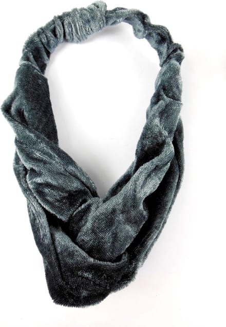 Haarband middel velvet knoop grijs.