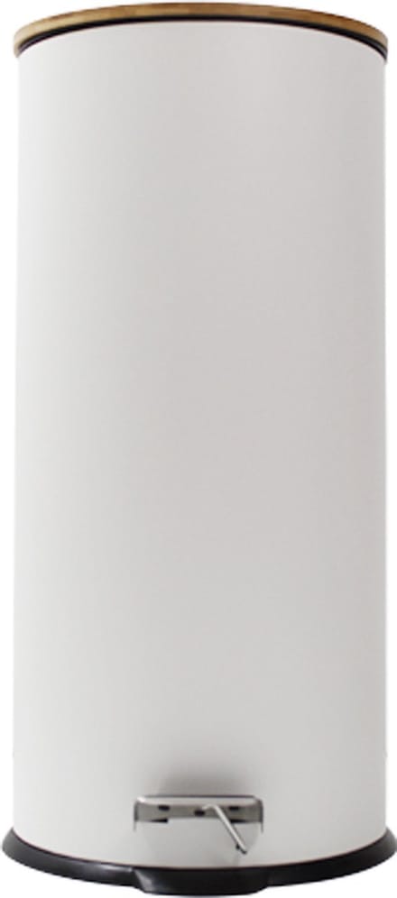 Houten wit afval met pedaal 30l ovaal - Fer|Bambou - Wit - SILUMEN