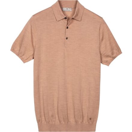 Thomas Maine Polo Pullover Fine Merino Single Knit Soft Peach / male