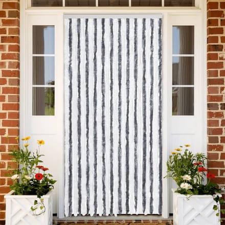 vidaXL - Vliegengordijn - 100x230 - cm - chenille - grijs - en - wit