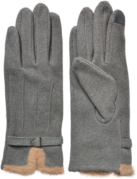 Clayre & Eef Handschoenen Winter 9x23 cm Grijs Polyester