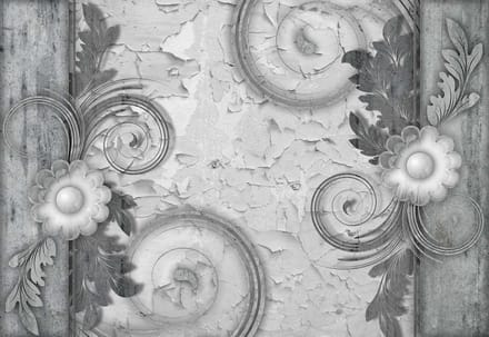 Fotobehang Abstract Vintage Pattern Black White | XL - 208cm x 146cm | 130g/m2 Vlies