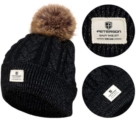 Peterson - Damesmuts met Pompon - Zwart - Elegant