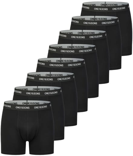 Only & Sons Heren Boxershorts ONSSCOTT 8 PACK Zwart 3XL Ondergoed met Elastische Softband