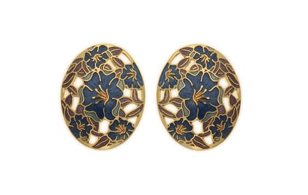 Behave - Oorringen dames - bloemmotief - blauw - 2,7 cm