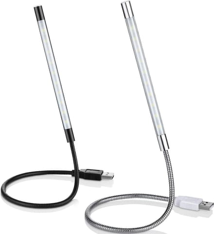 Pack van 2 Flexibele USB LED Leeslampen met Dimbare Touchschakelaar voor Laptop en Boekverlichting
