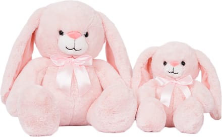 Speelgoedtopdeals - Set van 2 - Pluche Knuffel - Kyra Konijn Roze - 23 + 36 cm