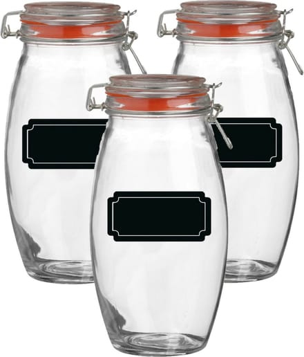 Weckpot/inmaakpot - 4x - 1.9L - glas - met beugelsluiting - incl. etiketten