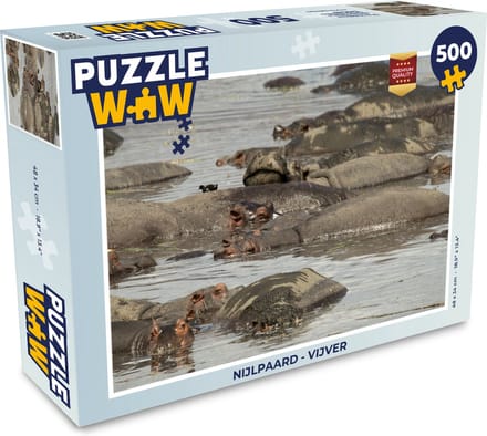 Puzzel Nijlpaard - Vijver - Legpuzzel - Puzzel 500 stukjes