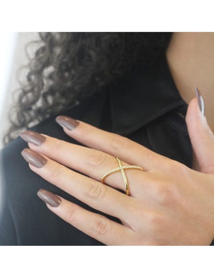 X Duo ring - Oostenrijks kristal