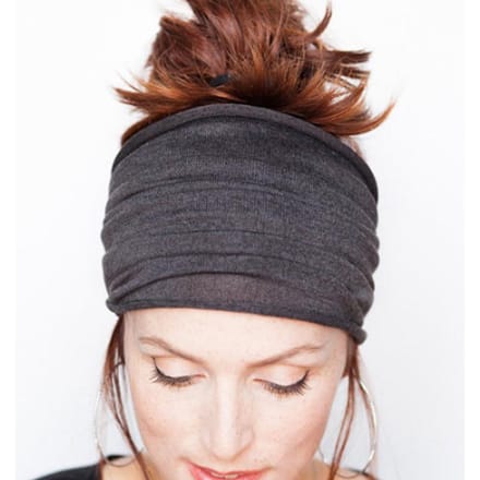 Doux femmes élastique extensible en cours d'exécution large bandeau tête enveloppement Yoga bandeau Turban LYD gris