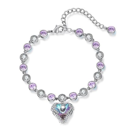 Paarse Kristal Hart Armband
