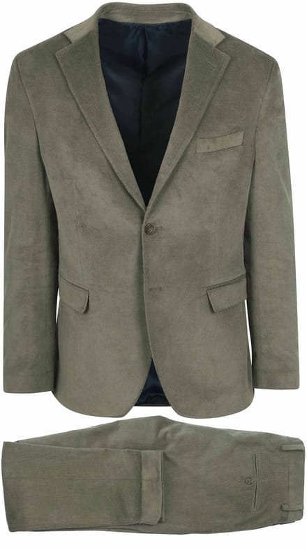 Suitable Corduroy Kostuum Groen - Maat 52 - Heren - Ribstructuur - Volwassen mannen
