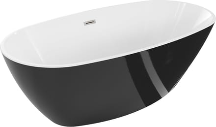 Mexen Eris vrijstaande badkuip 180 x 80 , wit/zwart, overloop geborsteld nikkel - 53441808075-97