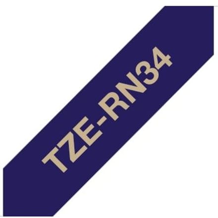 Etiketten Brother TZe, TZ TZe-RN34 Tapekleur: Marine-blauw Tekstkleur:Goud 12 mm 4 m