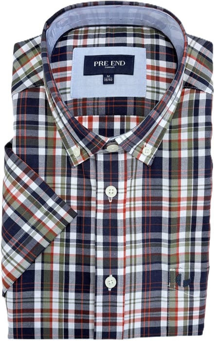 Pre End Overhemd - Korte mouw - Geruit - Strijkvrij - Regular fit - Multicolor - Maat M