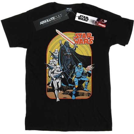 Star Wars Heren Vintage Stripscène T-shirt (Zwart)