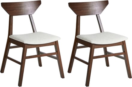 HOPKINS - Eetkamerstoelen set van 2 - Donkerbruin/Beige - Rubberhout