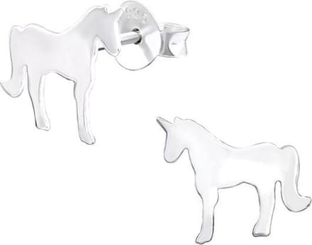Princess Oorbellen Unicorn - 925 Zilver E-Coating - Dier - 9x11mm