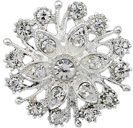 Fako Bijoux® - Broche - Bloem - Kristal - 32x32mm - Zilverkleurig