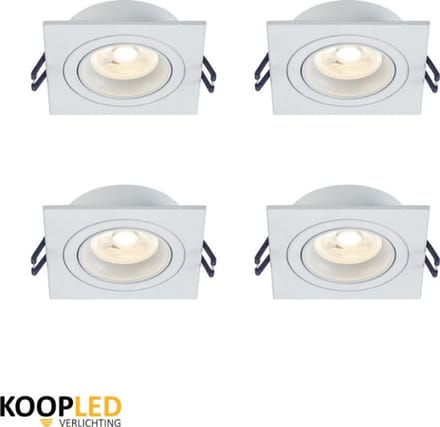 Lichtbron - GU10 Plafondarmatuur - 4 Stuks - Dimbaar - Kantelbaar - Wit - 3000K