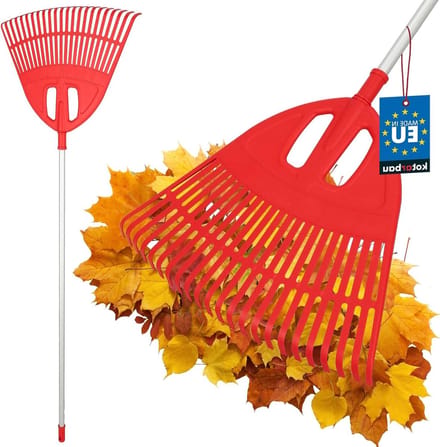 Bladblazer Plastic - Tuin Harken Plastic - Gras Opruimen - Extra-Click Systeem - 50 cm Werkbreedte - Rood Zilver