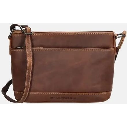Hide & Stitches Japura Crossbody Schoudertas - 100% Leer - Leren Dames Tas - Cognac
