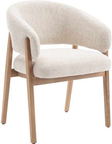 Goossens Eetkamerstoel Hayley - Met Armleuning - Stof - Beige