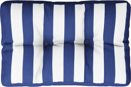 vidaXL - Palletkussen - gestreept - 60x40x12 - cm - stof - blauw - en - wit