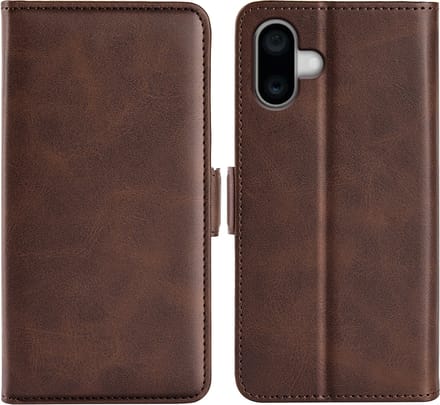 MobyDefend Hoesje - Geschikt voor iPhone 16 Plus - Luxe Wallet Book Case (Sluiting Zijkant) - Bruin