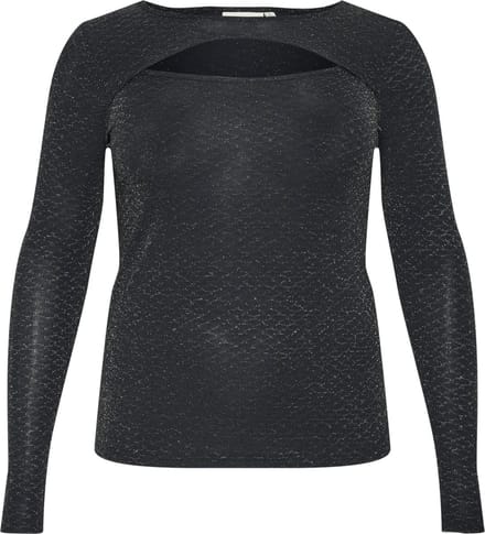Kaffe Curve KCellia LS Dames Blouse -Black Glitter Jersey
