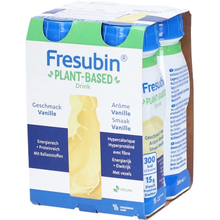 Fresubin Plant-Based Vanille – Boisson hyperprotéinée végétale avec fibres 4x200 Vloeistof