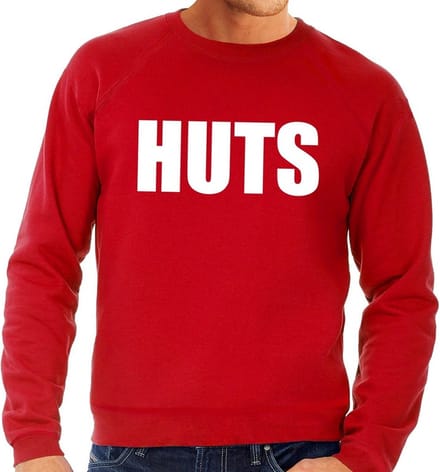 HUTS tekst sweater rood heren - heren trui HUTS XL