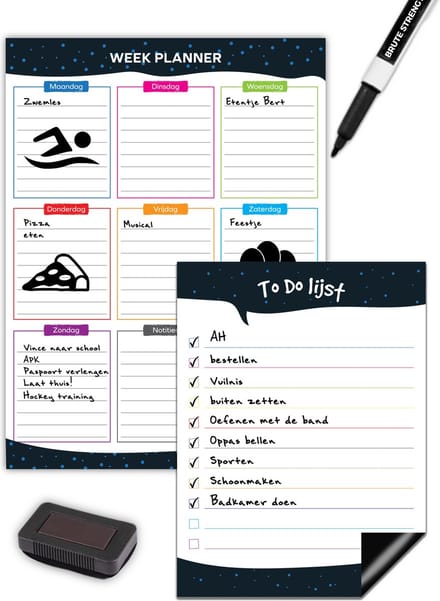 Brute Strength - Magnetisch Weekplanner whiteboard (6) - A3-  Planbord - Familieplanner  - Gezinsplanner - To Do Planner