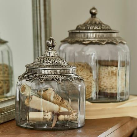 LOBERON Glazen pot set van 2 Laféline helder/zilverkleurig