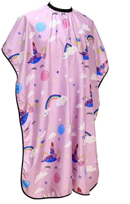Kapmantel - Kappersmantel - Kappersschort Waterproof - Kinderen - Regenboog - Roze