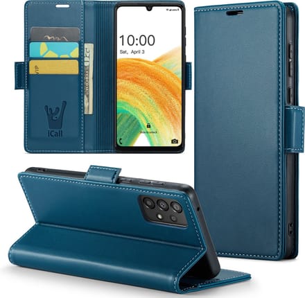 Hoesje geschikt voor Samsung Galaxy A33 - HyperCase Book Cover Kunstleer Blauw